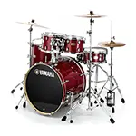 Five-piece acoustic drum kit with cymbals