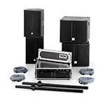PA system with speakers, amplifier and stands